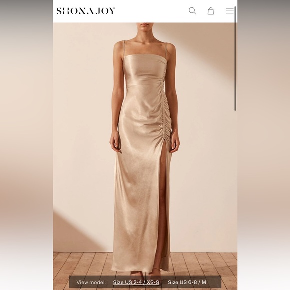 SHONA JOY LA LUNE RUCHED MAXI DRESS - GOLD